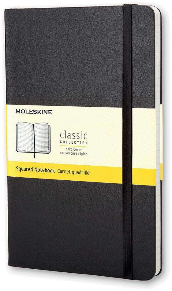 Moleskine - Pochette pour carnet 90x140mm diamant 5x5mm couverture rigide noir