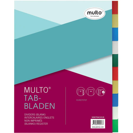 Multo -  tabbladen voor ft A4, 23-gaatsperforatie, 10-delig, geassorteerde kleuren