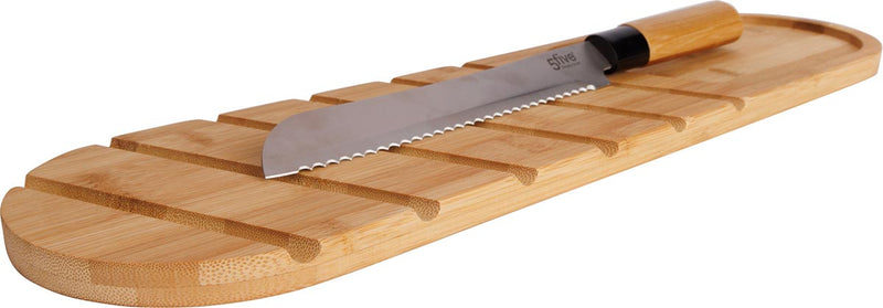 Cosy -   Trendy broodplank, inclusief broodmes, uit bamboe, ft 50 x 14 cm