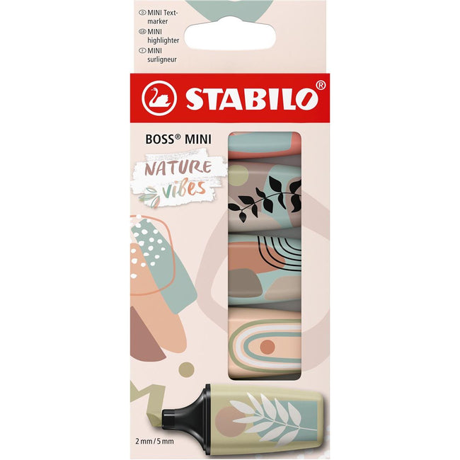 STABILO - Surligneur BOSS MINI naturevibes, couleurs assorties, blister de 5 pièces
