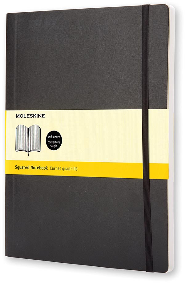 Moleskine - notitieboek, ft 19 x 25 cm, geruit, soepele cover, 192 blad, zwart