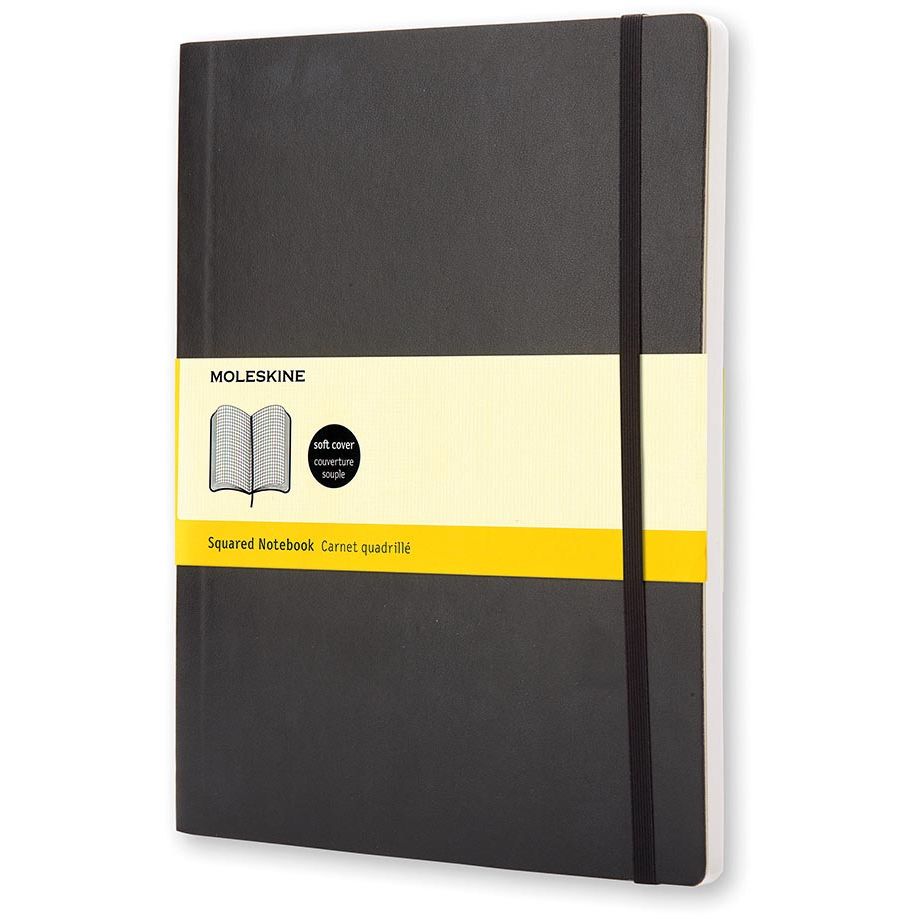 Moleskine - carnet, pi 19 x 25 cm, à carreaux, couverture souple, 192 pages, noir
