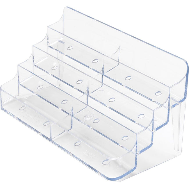 Deflecto - porte-cartes de visite 2 x 4 compartiments de rangement, transparent
