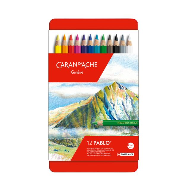 Caran d'ache - Crayons de couleur Pablo assortis boîte de 12 pièces