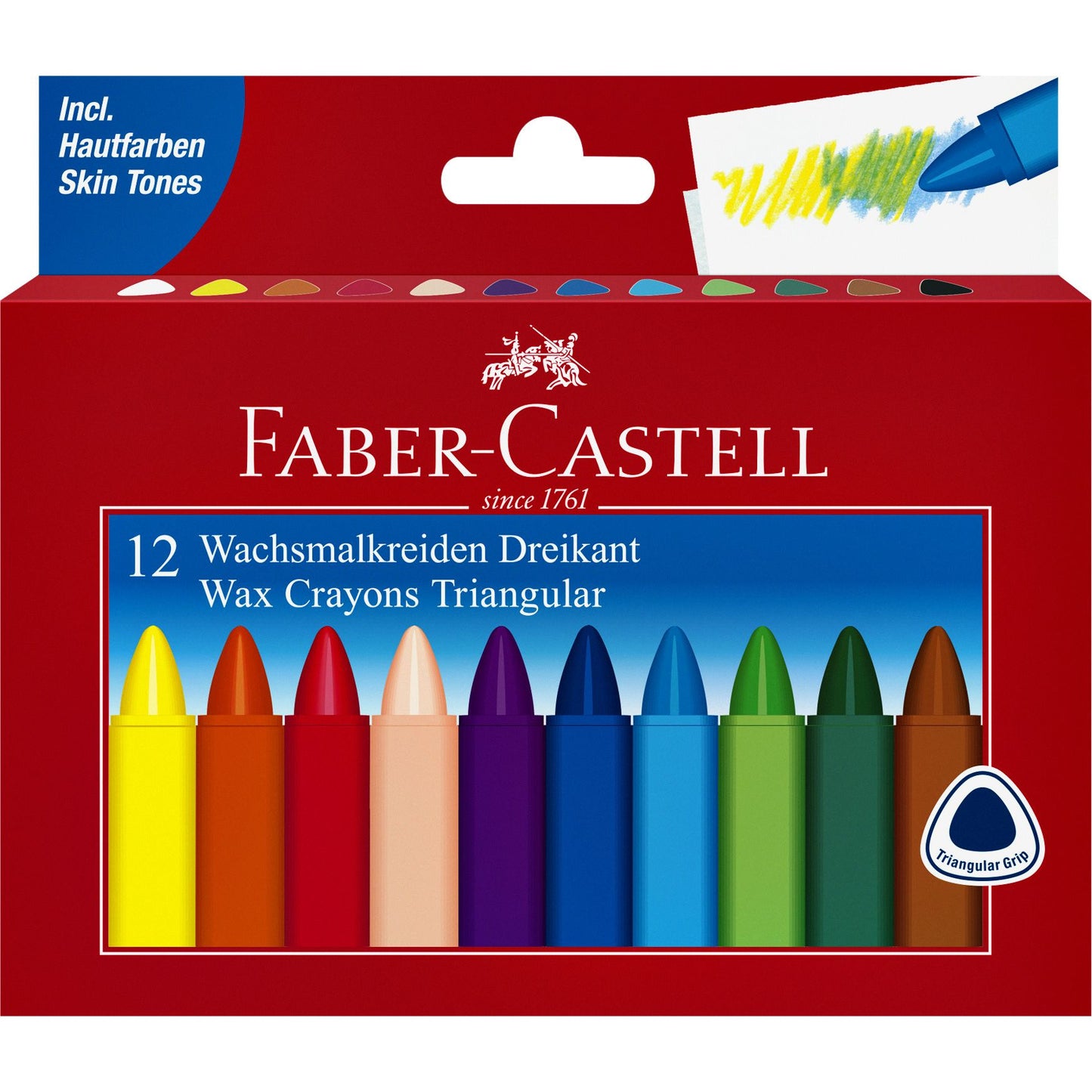 Faber Castell - Crayons de cire Faber-Castell triangulaires assortis lot de 12 pièces