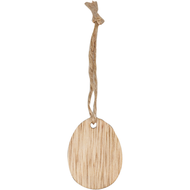 Klika - Hanger | hout | met koord | 4.5x3.5cm | Paasei | naturel | 36 stuks