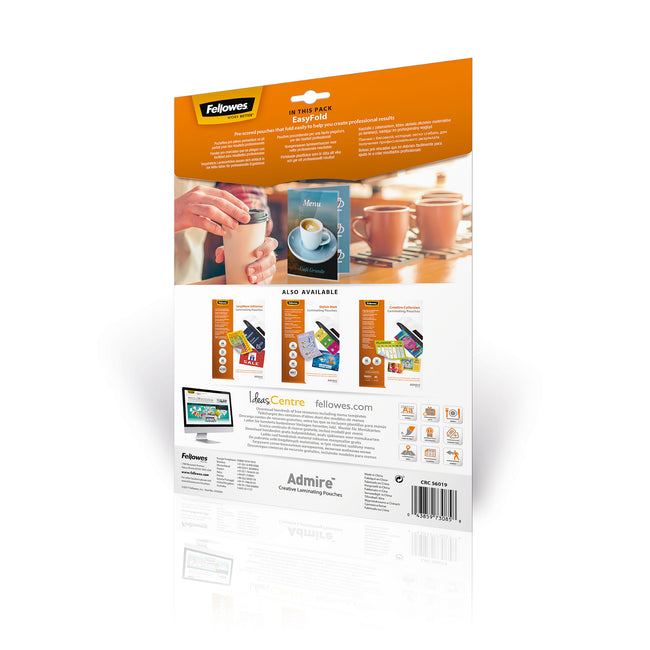 Fellowes - Pochette de plastification A4 Easyfold 2x80micron 25 pièces