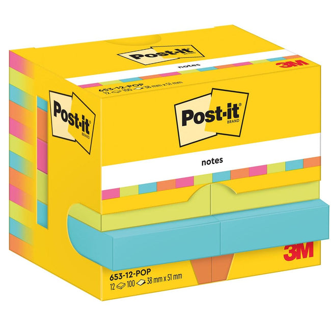 Haftnotizen – Poptimistisch, 100 Blatt, 38 x 51 mm, Packung mit 12 Blöcken