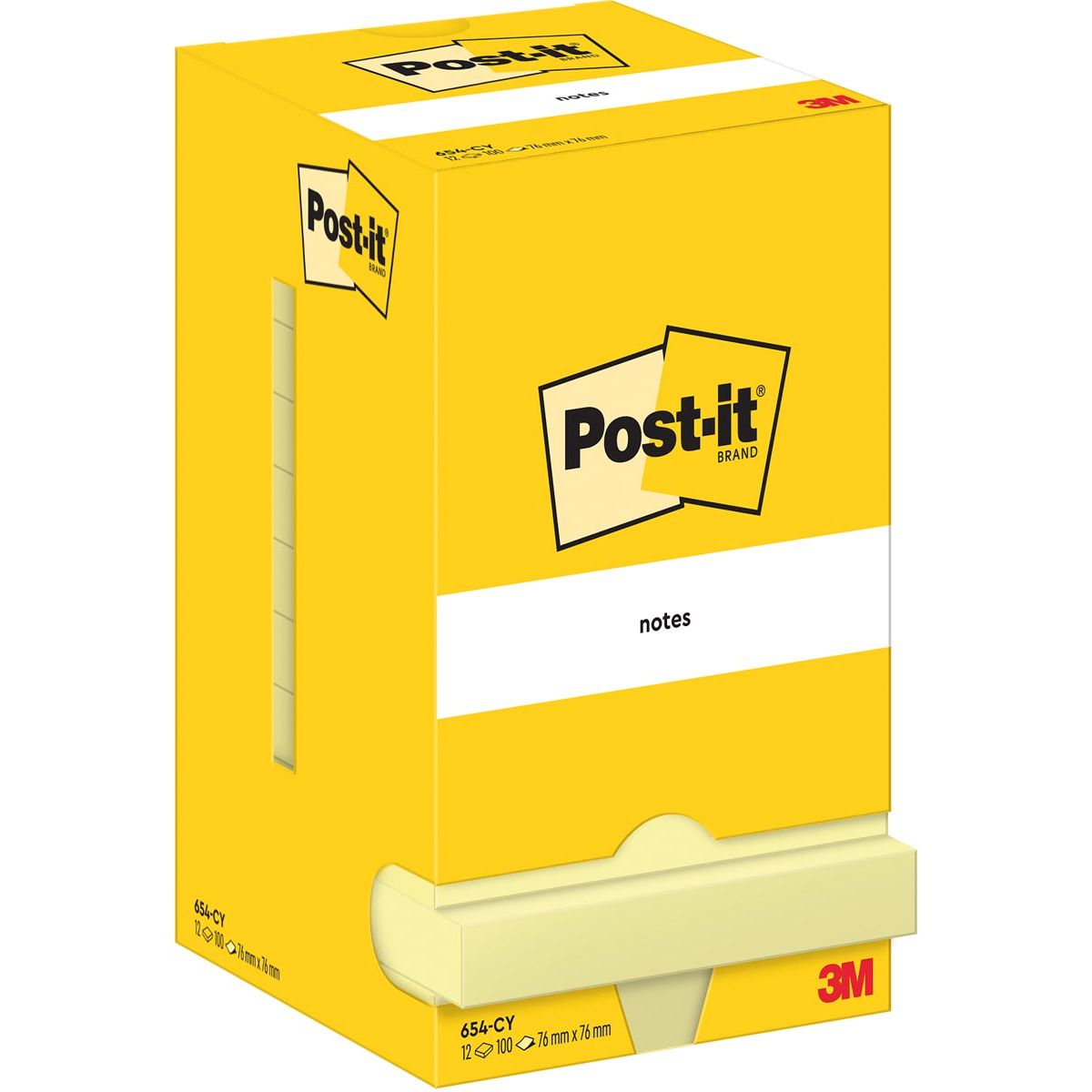 Post-it - Bloc-notes 654 76x76mm jaune 12 pièces