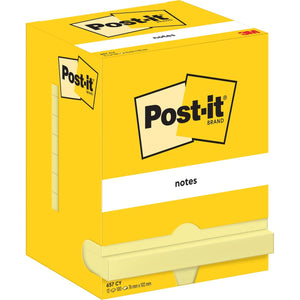 Post-it -   Notes, 100 vel, ft 76 x 102 mm, geel, pak van 12 blokken