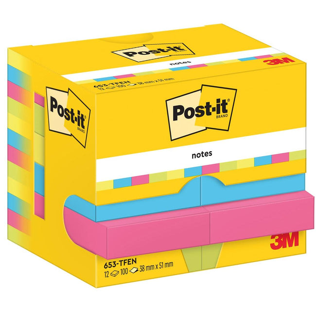 Haftnotizen - Notizblock 653 38x51mm neonfarben sortiert 12 Stück