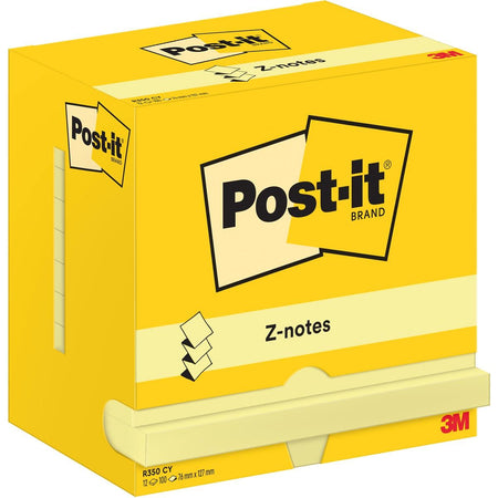 Post-it - Bloc-notes Z-Note R350 76x127mm jaune 12 pièces