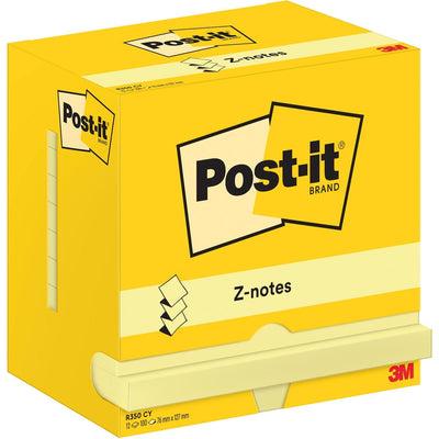 Post-it - Bloc-notes Z-Note R350 76x127mm jaune 12 pièces