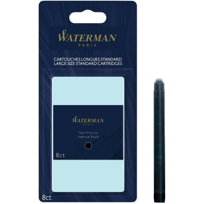 Waterman - inktpatronen Standard Long, zwart (Intense), blister van 8 stuks