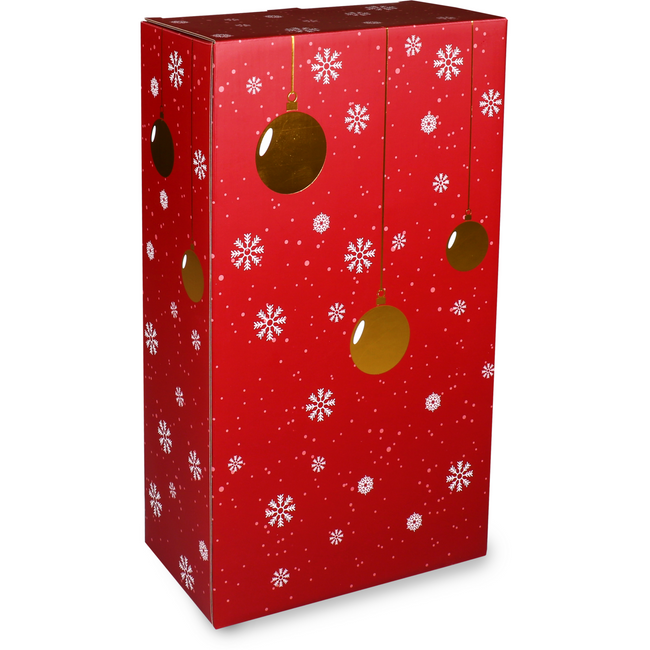 Klika - Flesdoos | Wonderful time | karton + PP | 2 flessen | 191x95x330mm | Kerstmis | rood | 10 stuks