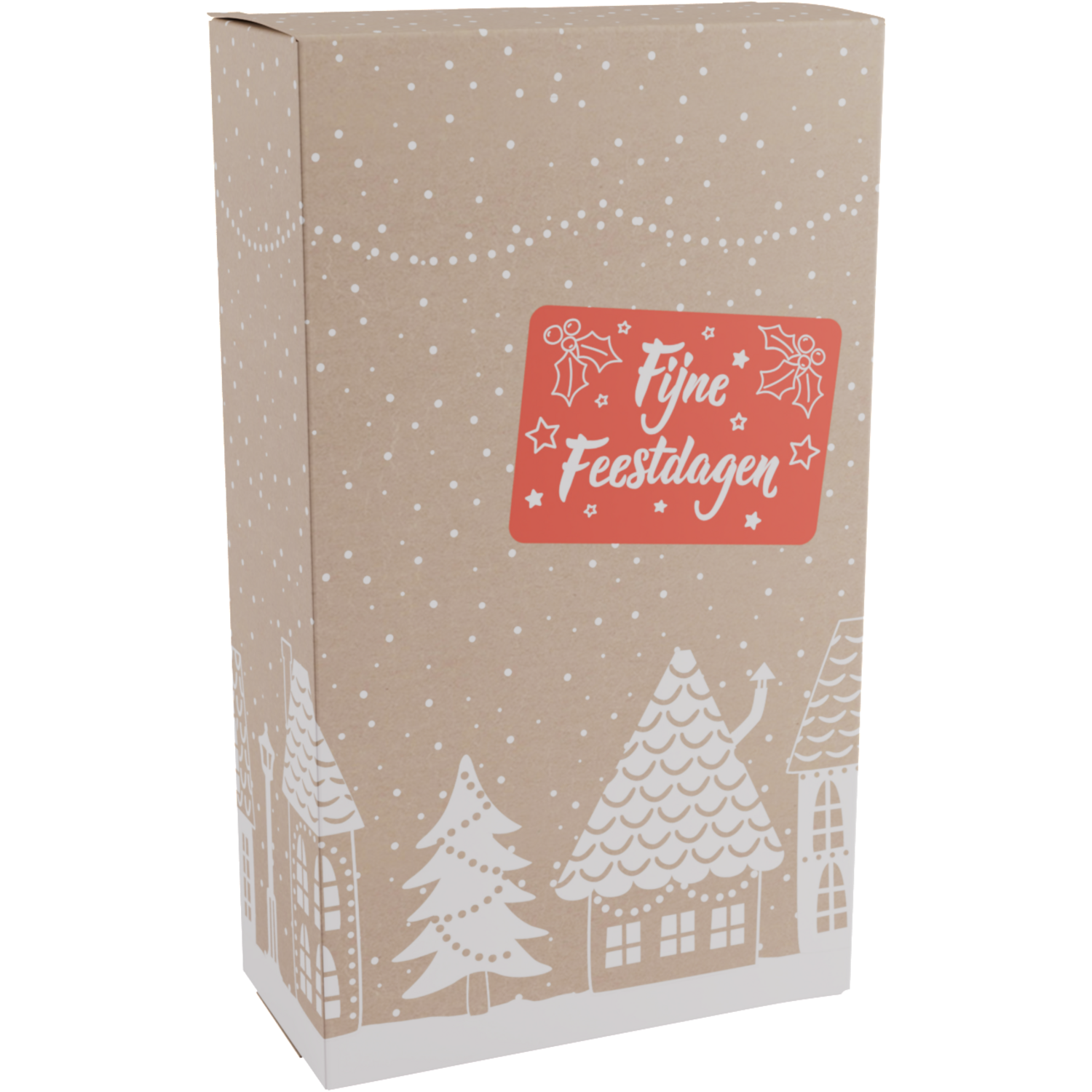 Klika -  Flesdoos | Huisjes | karton | 2 flessen | 190x95x330mm | Kerstmis | 100 stuks