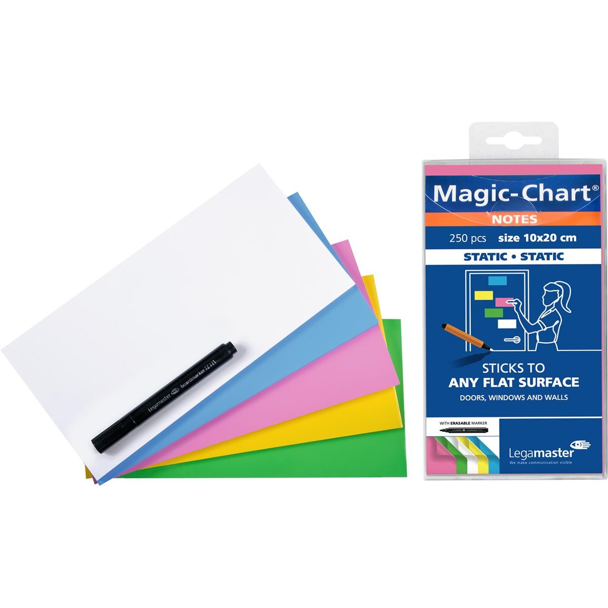Legamaster -  Magic-Chart notes, 250 vel, ft 10 x 20 cm, assorti
