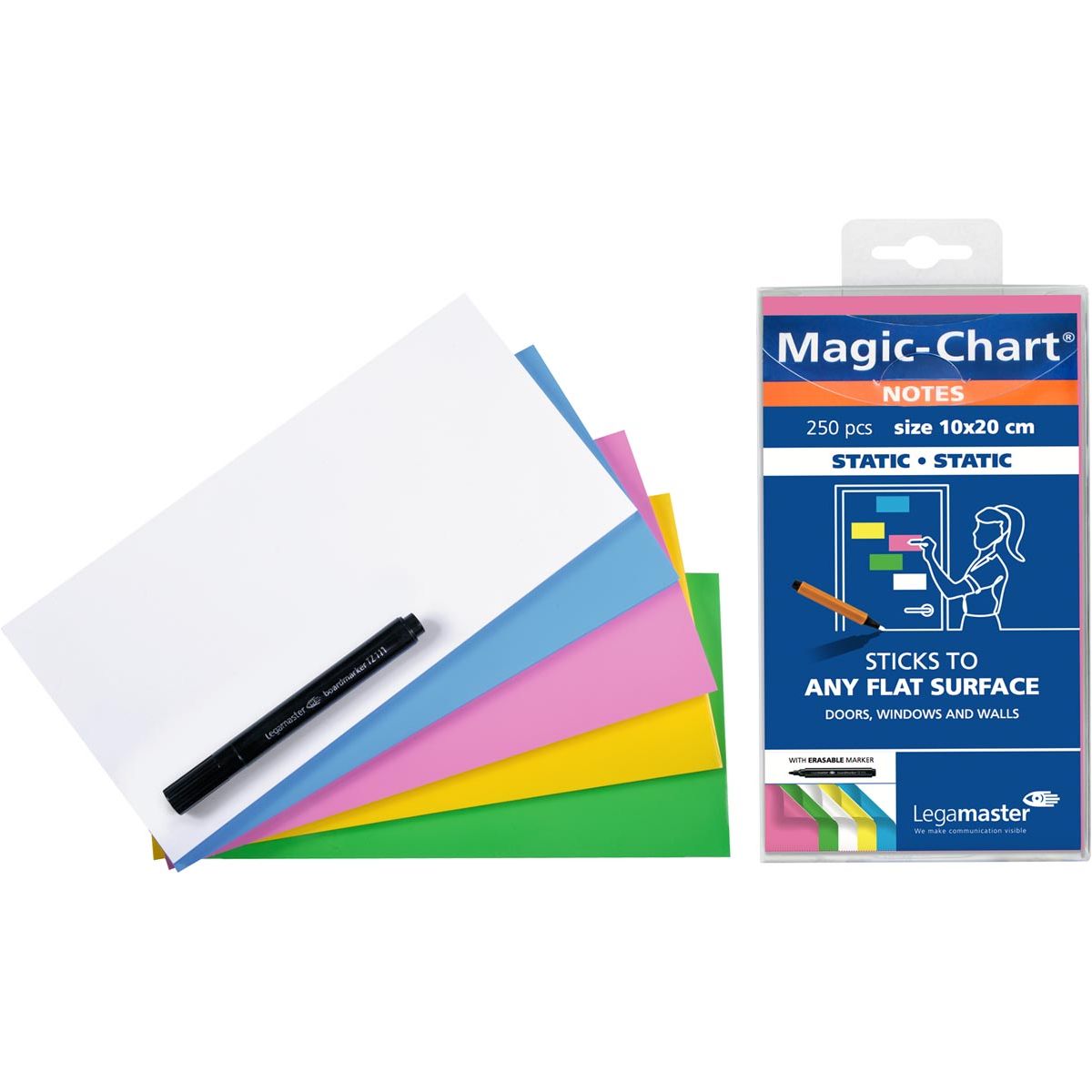 Legamaster - Magic -Chart Notes, 250 feuilles, pi 10 x 20 cm, assorti