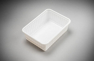 Plastique à cuisson Rectangulaire - Kilobak PS blanc avec couvercle 500cc 25 pièces