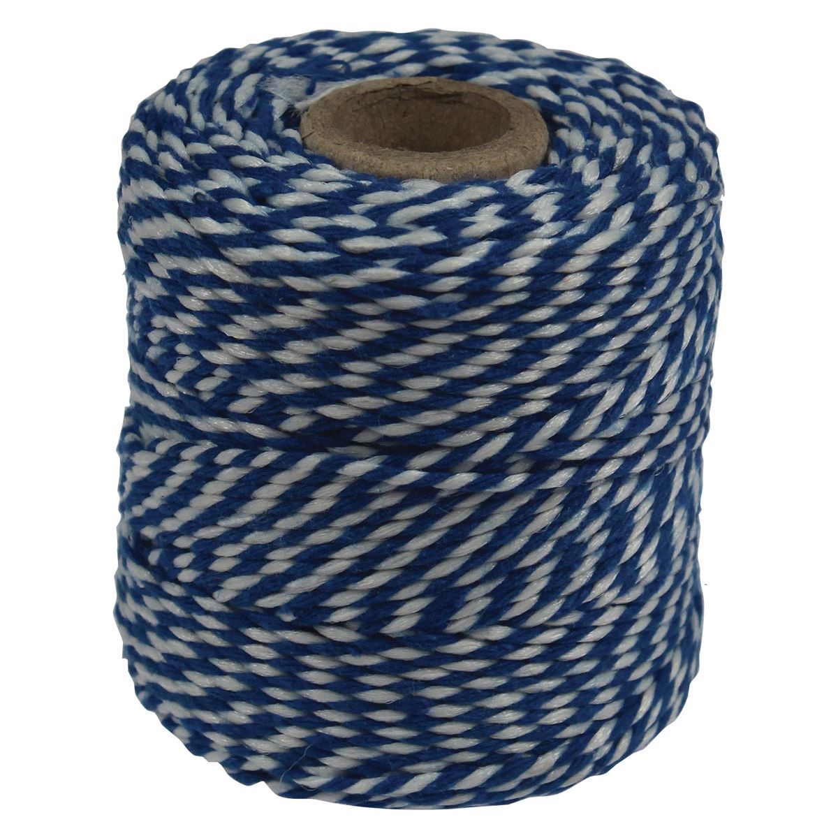 Sans marque - Corde en coton, bleu-blanc, bobine de 50 g, environ 55 m