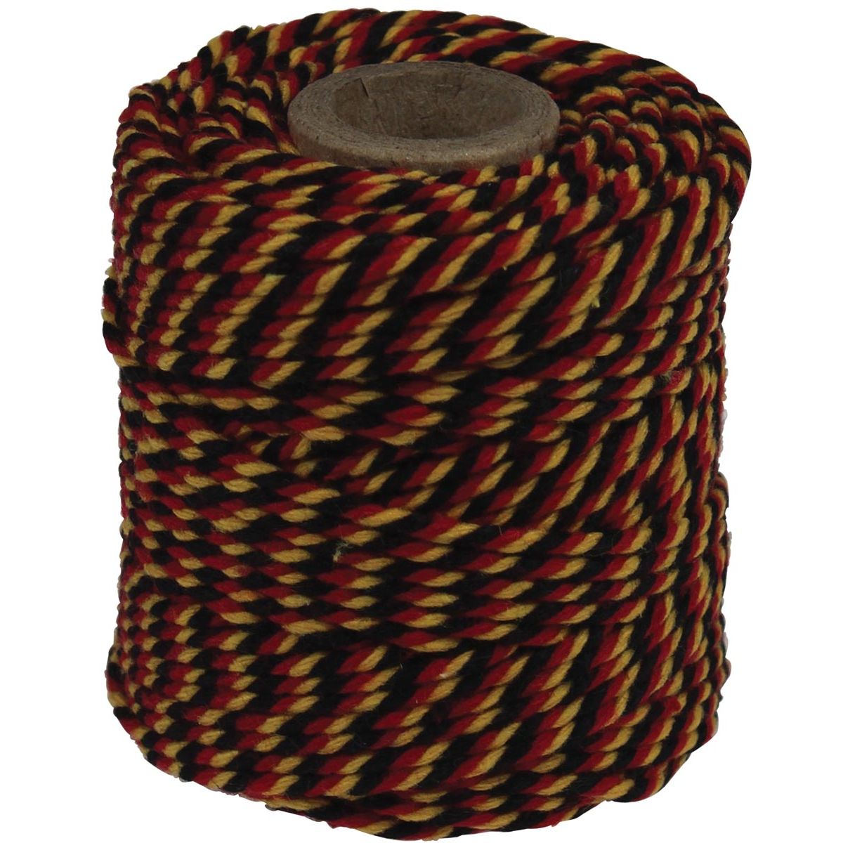 Klika - Corde en coton, noir-rouge-jaune, bobine de 50 g, env. 35 m