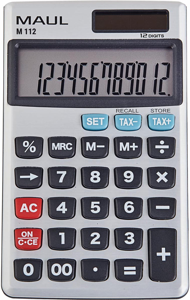 Maul - calculatrice de poche professionnelle M112, argent