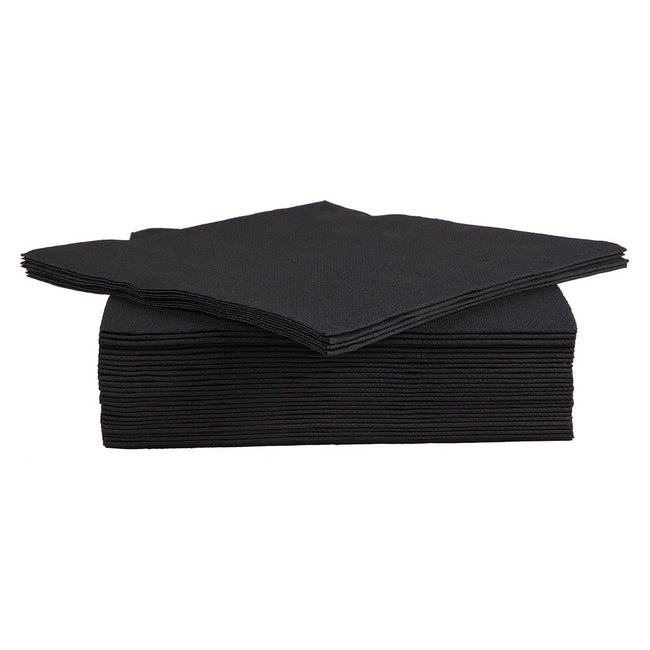 Cosy - Serviette tendance, 38 x 38 cm, noire, 40 pièces