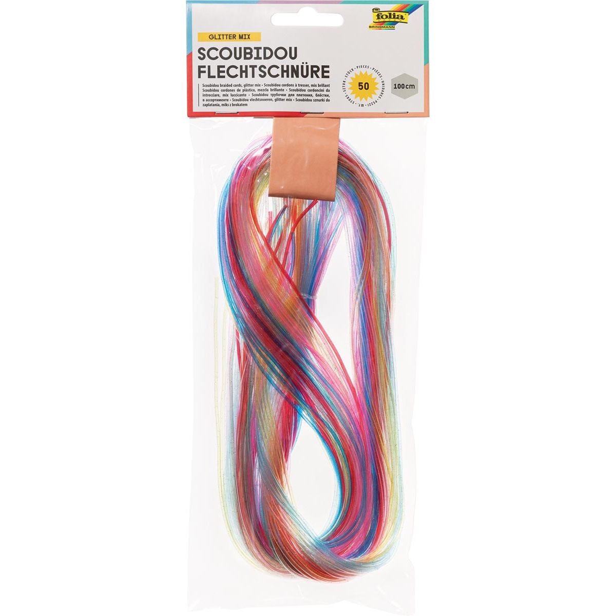 Folia -   scoubidou draad met glitter, pak met 50 draden