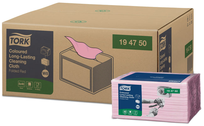 Tork -  Reinigingsdoek w8 premium 1laags rood