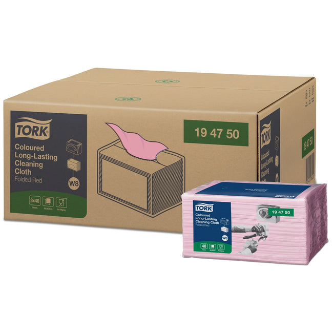 Tork -  Reinigingsdoek w8 premium 1laags rood | 8 stuks