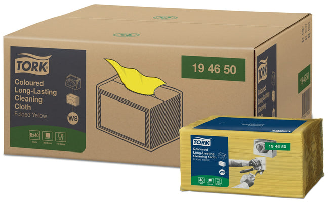 Tork -  Reinigingsdoek w8 premium 1laags geel | 8 stuks