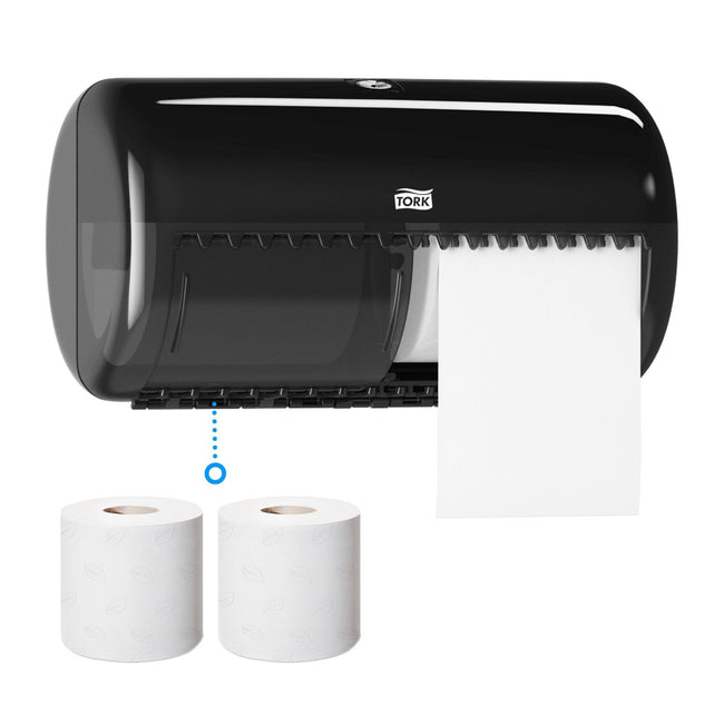 Tork -  Toiletpapierdispenser t4 duo zwart | 8 stuks