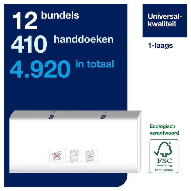 Tork -  Handdoek h5 universal 1laags 201x225mm wit