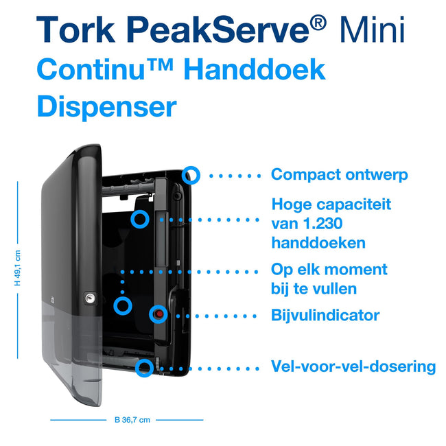 Tork -  Handdoekdispenser h5 elevation klein zwart | 60 stuks