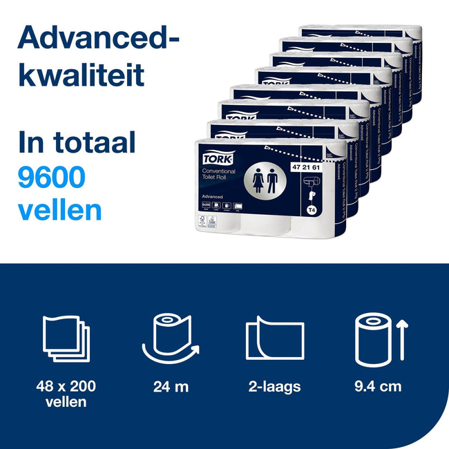 Tork -  Toiletpapier t4 advanced 2laags 200 vel wit