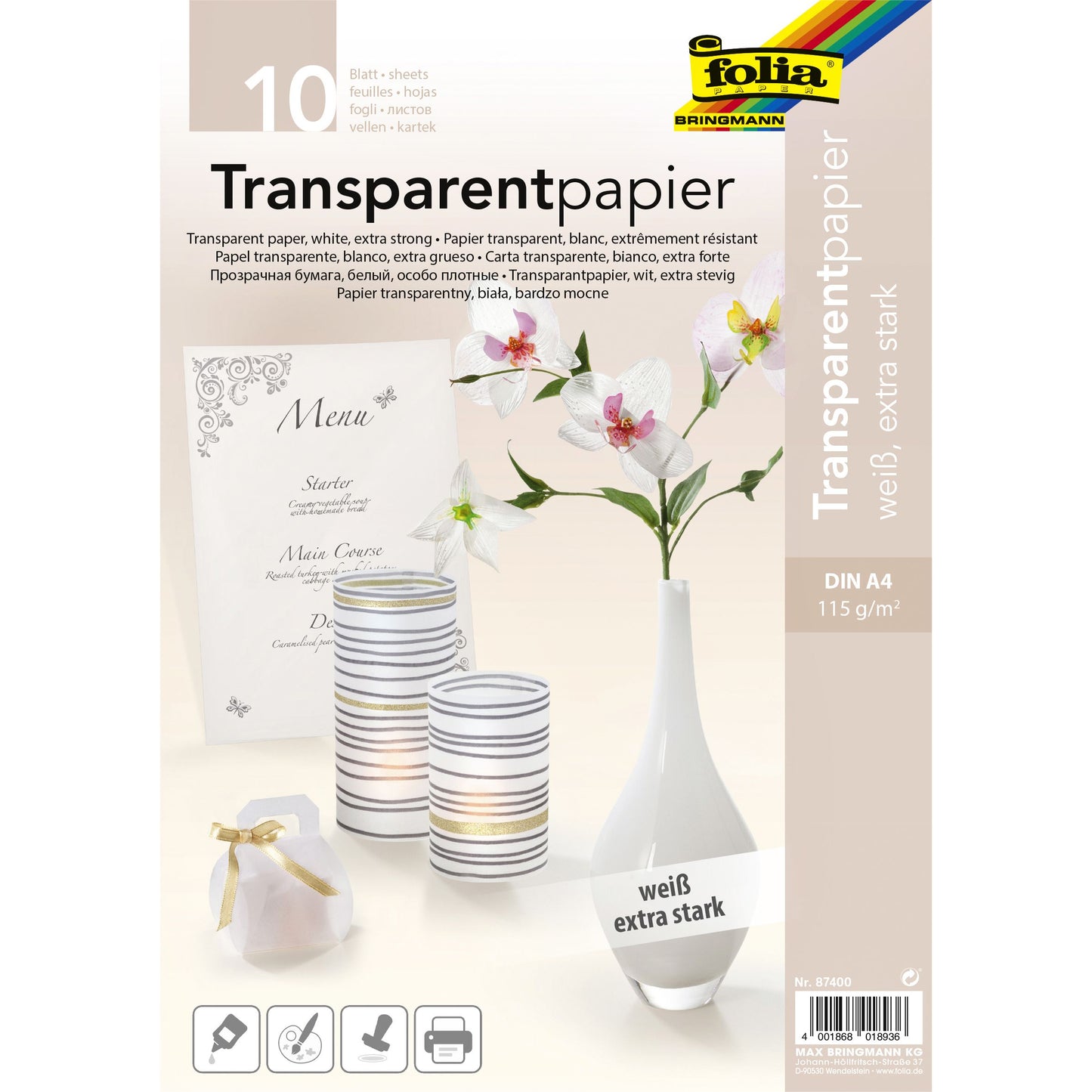 Folia Paper -  Transparant papier folia a4 115gr 10 vel wit
