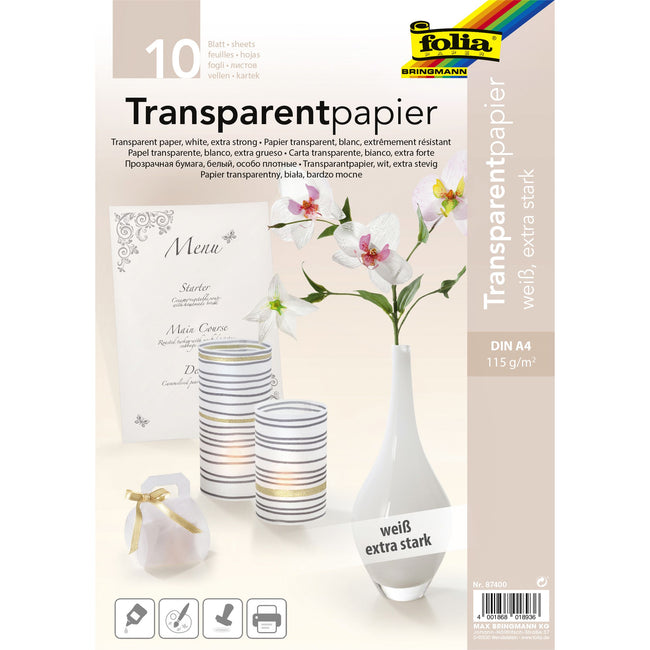 Folia Paper - Papier transparent Folia A4 115gr 10 feuilles blanc