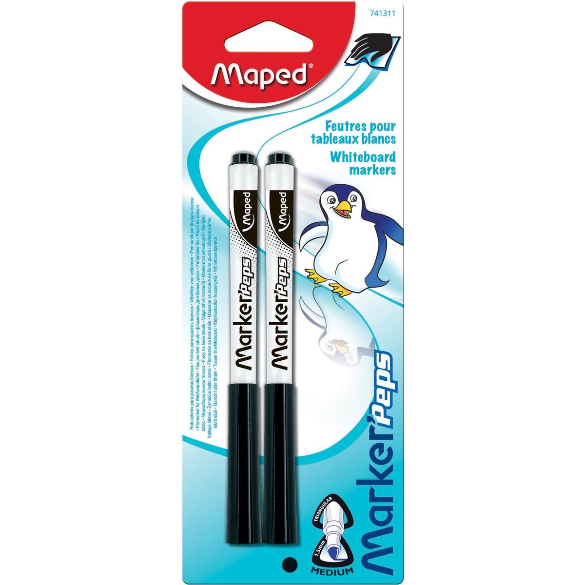 Maped - whiteboardmarker Marker'Peps, blister van 2 stuks, zwart