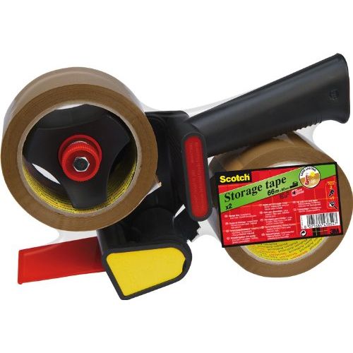 Scotch - Abroller H180 mit 2 Rollen Paketband, ft 50 mm x 66 m, PP, braun