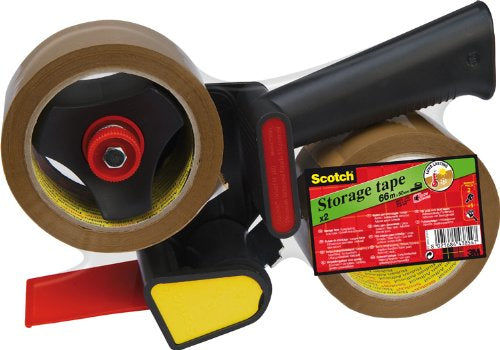Scotch - dévidoir H180 avec 2 rouleaux de ruban d'emballage, pi 50 mm x 66 m, PP, marron