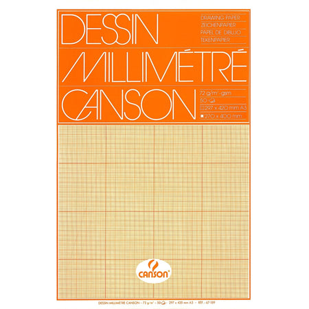 Canson -  Millimeterpapier  bruingeel bedrukt a3 wit | 10 stuks