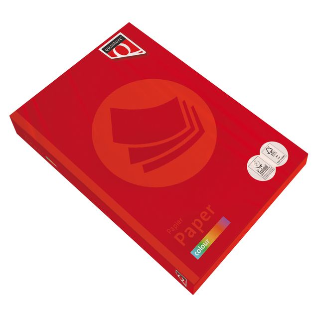 Quantore - Kopierpapier Farbe A4 120gr leuchtend rot 250 Blatt | 5 Stück