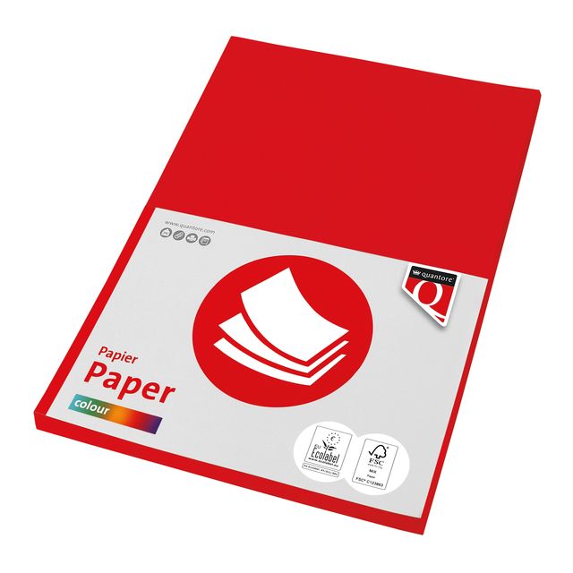 Quantore - Papier à copier Couleur A4 120gr rouge vif 100 feuilles | 10 pièces