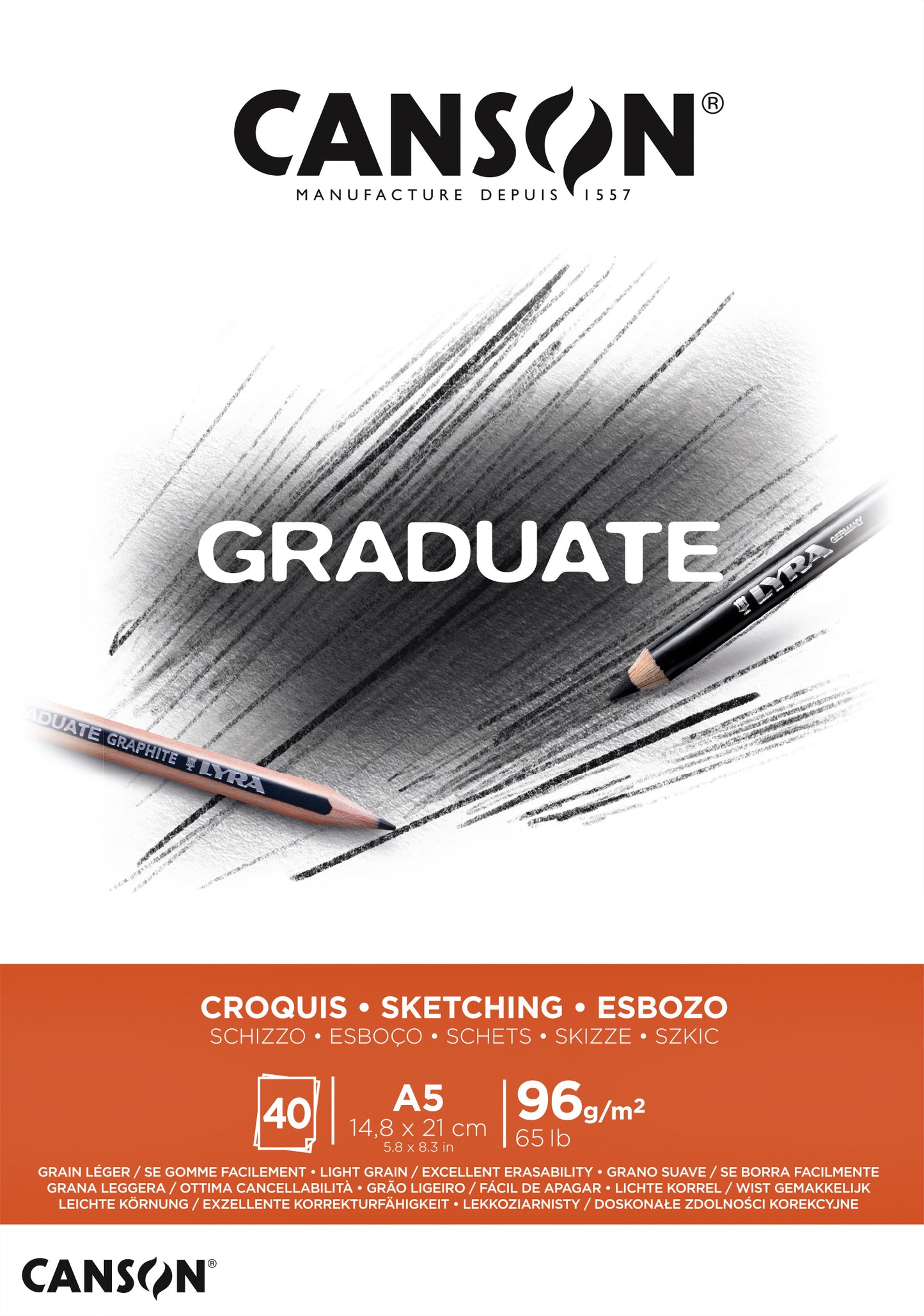 Canson -  Schetspapier  graduate sketch 96gr a5 wit