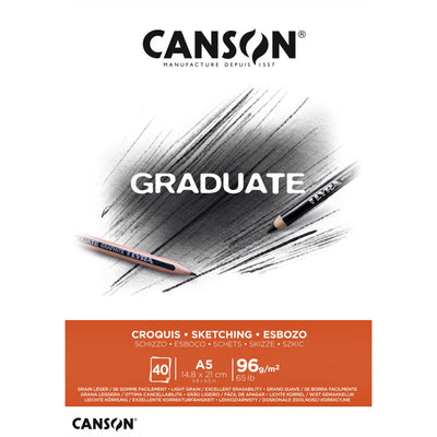 Canson -  Schetspapier  graduate sketch 96gr a5 wit | 5 stuks