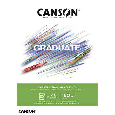 Canson - Papier à dessin Diplômé Dessin 30 feuilles 160gr A3 blanc brillant | 5 pièces