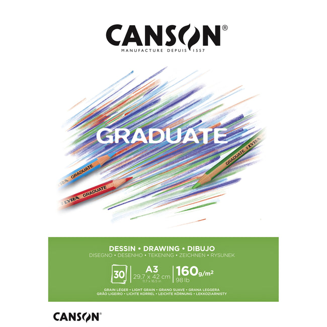 Canson -  Tekenpapier Graduate Drawing 30vel 160gr A3 helderwit