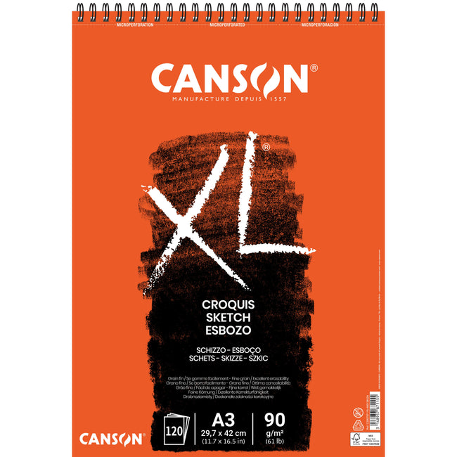 Canson -  Schetspapier XL Sketch 120vel 90gr A3 ivoorwit