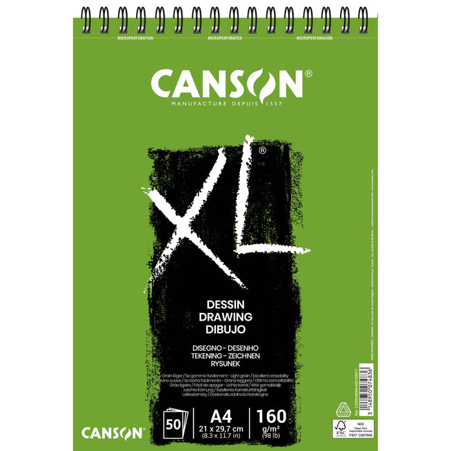 Canson -  Tekenpapier  xl drawing 50vel 160gr a4 wit | 5 stuks