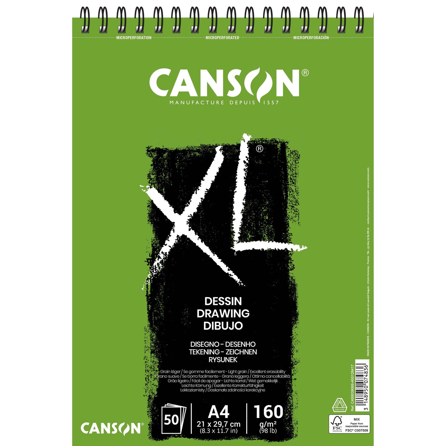 Canson - Papier dessin XL Dessin 50 feuilles 160gr A4 blanc